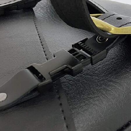 Willie ＆ Max Black Synthetic Leather Brass Monkey Motorcycle Swingarm Bag for Softail/Triangulated Swingarm Models - Brass Buckles - Made in USA [597_4