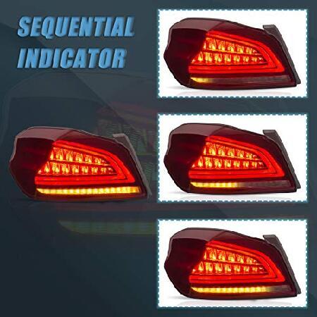 VLAND LED Tail lights Assembly Fit for 2014-2021 Subaru WRX/STI, Redの画像