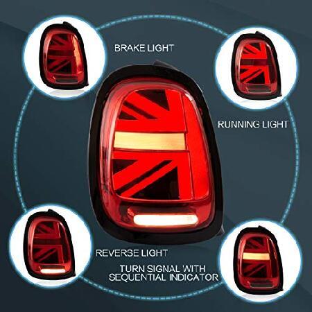 VLAND LED Tail lights Assembly Fit for 2014-2021 BMW Mini Cooper F55 F56 F57, Black and Redの画像