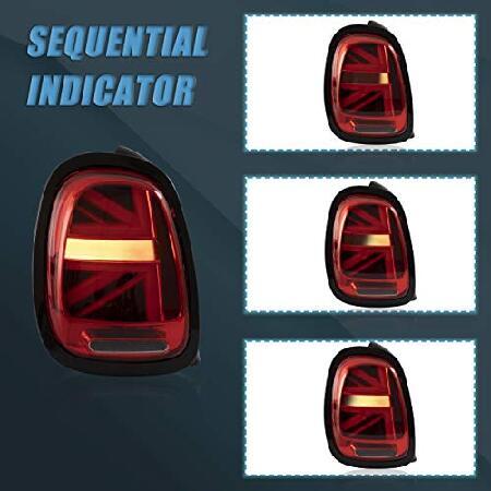 VLAND LED Tail lights Assembly Fit for 2014-2021 BMW Mini Cooper F55 F56 F57, Black and Redの画像