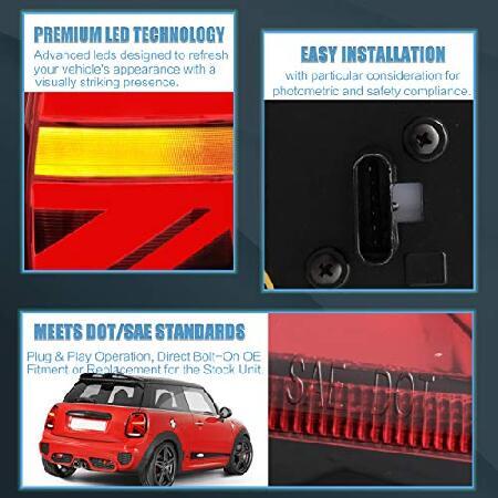 VLAND LED Tail lights Assembly Fit for 2014-2021 BMW Mini Cooper F55 F56 F57, Black and Redの画像