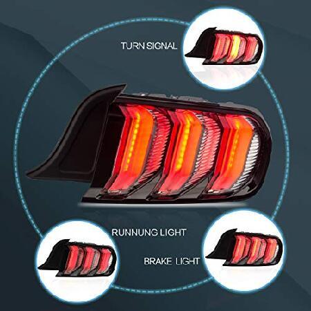 VLAND LED Tail lights Assembly Fit for Ford Mustang 2015-2020, Plug-and-play, FIVE MODE TYPE, Clearの画像