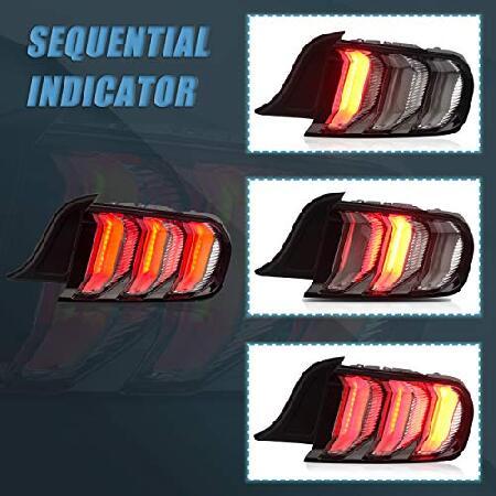 VLAND LED Tail lights Assembly Fit for Ford Mustang 2015-2020, Plug-and-play, FIVE MODE TYPE, Clearの画像