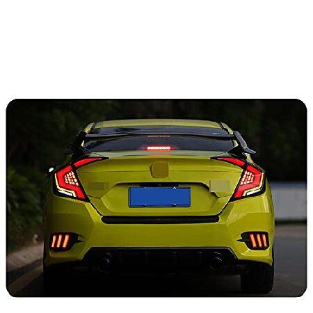 inginuity time LEDテールライト ホンダシビック 10Th Gen 2016-2019 DRL スタートアップ アニメーション リアランプアセンブリ(タイプ2スモーク)の画像