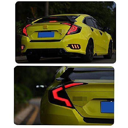 inginuity time LEDテールライト ホンダシビック 10Th Gen 2016-2019 DRL スタートアップ アニメーション リアランプアセンブリ(タイプ2スモーク)の画像