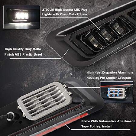 CJOVSE Ford Raptor Fog Lights, Amber Sequential Turn Signal White DR LED Bumper Fog Lights Compatible Smoke Housing with Gen 2 Ford Raptor 2017 2018 2の画像