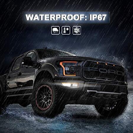 CJOVSE Ford Raptor Fog Lights, Amber Sequential Turn Signal White DR LED Bumper Fog Lights Compatible Smoke Housing with Gen 2 Ford Raptor 2017 2018 2の画像