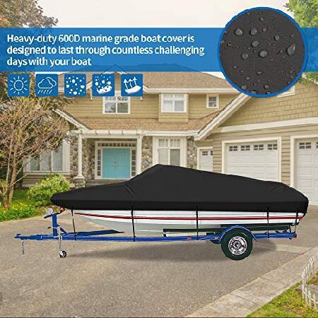 iCOVER トレーラーボートカバー - 600D 防水 高耐久 V-Hull、魚