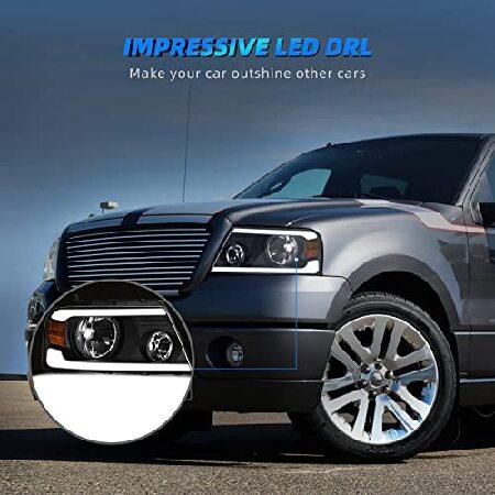 AUTOSAVER88 Switchback LED Tube Headlights Assembly Compatible with 2004 2005 2006 2007 2008 Ford F150 F-150 DRL Headlamp Replacement Pair with Amberの画像