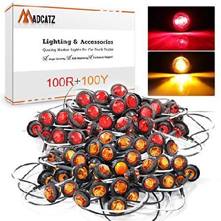 MADCATZ 3/4 Inch Round 3 LED Trailer Side Marker Indicator Lights Clearance Button Brake Signal Lamps Sealed Bulbs for Truck Trailer Waterproof 12V DCの画像