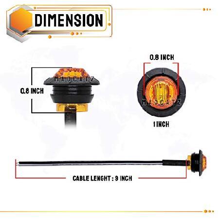 MADCATZ 3/4 Inch Round 3 LED Trailer Side Marker Indicator Lights Clearance Button Brake Signal Lamps Sealed Bulbs for Truck Trailer Waterproof 12V DCの画像