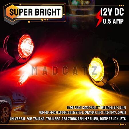 MADCATZ 3/4 Inch Round 3 LED Trailer Side Marker Indicator Lights Clearance Button Brake Signal Lamps Sealed Bulbs for Truck Trailer Waterproof 12V DCの画像