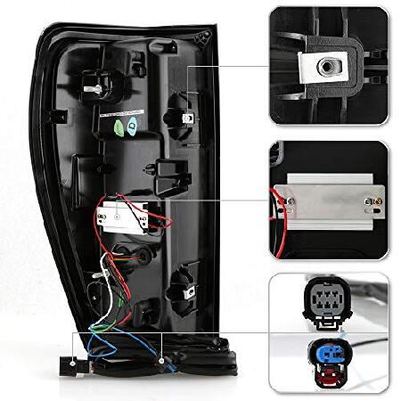ACANII - [白熱タイプ] 2019-2021 GMC Sierra 1500 20-22 2500HD 3500HD ブラック スモークLEDチューブテールライトランプの画像