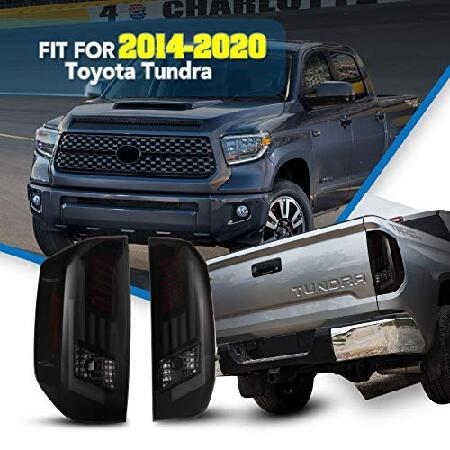 AUTOWIKI LEDテールライト 2014-2020 トヨタ タンドラ テールランプ 交換用 (ブラック/スモーク) 1セット_1
