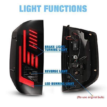 AUTOWIKI LEDテールライト 2014-2020 トヨタ タンドラ テールランプ 交換用 (ブラック/スモーク) 1セット_3
