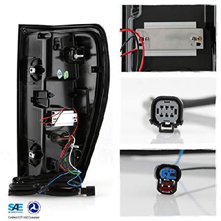 AKKON - 2019-2023 GMC Siera 1500 2500HD 3500HD [非LED] チューブバー LED ブラック スモークテールブレーキライト ドライバー+助手席ペアの画像