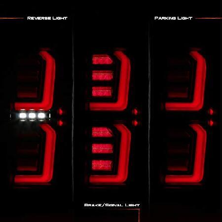 AKKON - 2019-2023 GMC Siera 1500 2500HD 3500HD [非LED] チューブバー LED ブラック スモークテールブレーキライト ドライバー+助手席ペアの画像