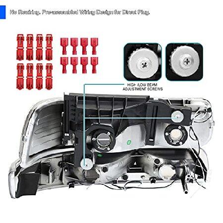 SPEC-D TUNING LED Bar Chrome Housing Clear Lens Headlights + Bumper Lights 4PC Compatible with 1999-2002 Chevy Silverado 2000-2006 Tahoe Suburban Left_3
