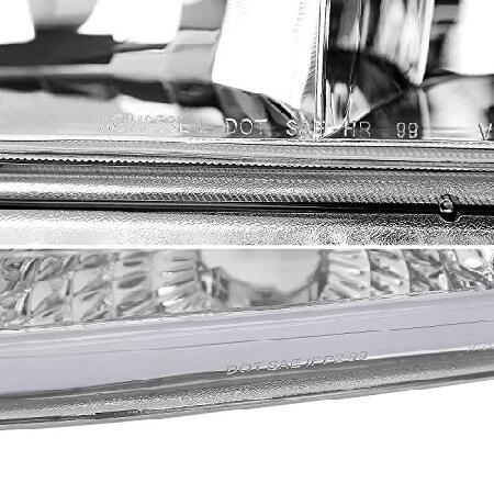SPEC-D TUNING LED Bar Chrome Housing Clear Lens Headlights + Bumper Lights 4PC Compatible with 1999-2002 Chevy Silverado 2000-2006 Tahoe Suburban Left_4