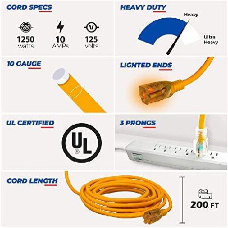 200　ft　Power　Durability　AMP　(Green)　Volts　Prong　Heavy　125　10　Indoor　Gauge　Extra　1250　Lighted　Cord　Lif　SJTW　10　end　by　＆　Outdoor　Watts　Duty　Extension