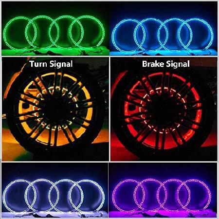 Beatto 17inch Double Row Wheel Ring Light Kit w/Turn Signal and Braking Functionand Can Controlled by Remote and app Simultaneously with Lock Functionの画像