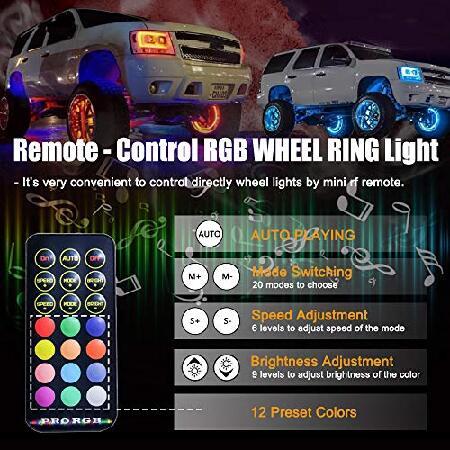 Beatto 17inch Double Row Wheel Ring Light Kit w/Turn Signal and Braking Functionand Can Controlled by Remote and app Simultaneously with Lock Functionの画像