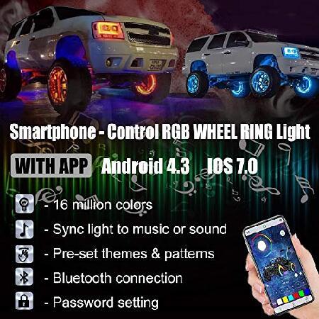 Beatto 17inch Double Row Wheel Ring Light Kit w/Turn Signal and Braking Functionand Can Controlled by Remote and app Simultaneously with Lock Functionの画像