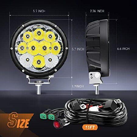 Nilight 5.7 Inch Round 50W LED Driving Light w/ 16AWG DT Connector Wiring Harness 6500LM IP68 Spot Flood Combo LED Work Lights for Offroad ATV UTV SUV_1
