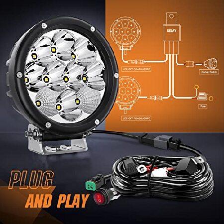 Nilight 5.7 Inch Round 50W LED Driving Light w/ 16AWG DT Connector Wiring Harness 6500LM IP68 Spot Flood Combo LED Work Lights for Offroad ATV UTV SUV_5