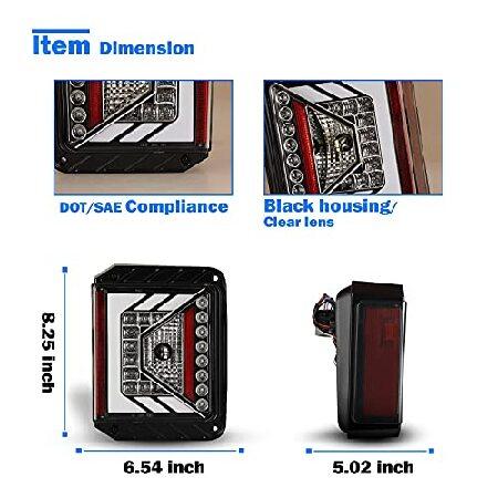 WOLFSTORM 2007-2018 Jeep JK/JKU LED Tail Lights Replacement with,LED Tail Light Fit for 2007-2018 Jeep Wrangler JK/JKU(Clear Lens)の画像