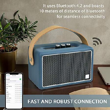 法人値引有 Vintage Bluetooth Speakers， KONEX 40W Leather Portable Wireless Speaker， Bluetooth 4.2 Heavy Bass Music Player， 20H Long Playtime， Outdoor Speaker for