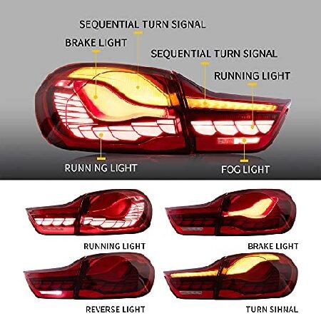 VLAND OLED 4 Series Taillights W/Sequential Turn Signal Compatible for [ BMW M4 GTS F32 F33 F82 F83 2014-2020 Sedan/Convertible/Coupe ] W/Dragon Scaleの画像