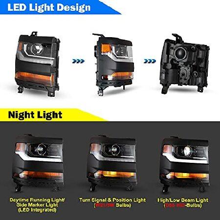 WOLFSTORM Headlight Assembly Fit for 2016 2017 2018 2019 Chevy Silverado 1500, LED Daytime Running Light Project Design, Headlights Assembly for 16-19の画像