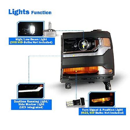 WOLFSTORM Headlight Assembly Fit for 2016 2017 2018 2019 Chevy Silverado 1500, LED Daytime Running Light Project Design, Headlights Assembly for 16-19の画像