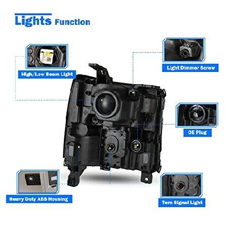 WOLFSTORM Headlight Assembly Fit for 2016 2017 2018 2019 Chevy Silverado 1500, LED Daytime Running Light Project Design, Headlights Assembly for 16-19の画像