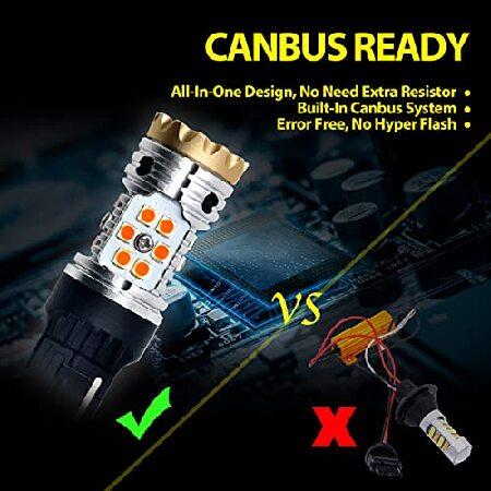 LASFIT 7440 CANBUS READY LED Bulb 7441 For Rear Turn Signal Light Blinker Lamp 7440A W21W WY21W Anti Hyper Flash Error Free 24W 1600LM Amber/Yellow Bu_1