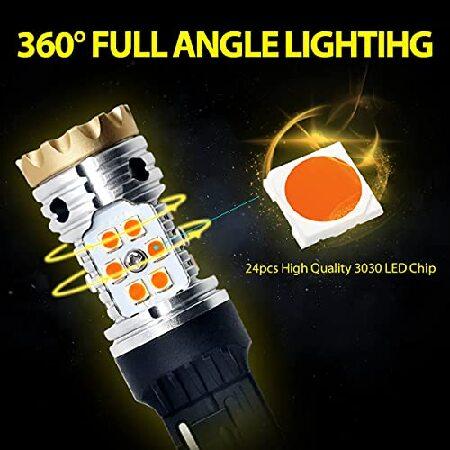 LASFIT 7440 CANBUS READY LED Bulb 7441 For Rear Turn Signal Light Blinker Lamp 7440A W21W WY21W Anti Hyper Flash Error Free 24W 1600LM Amber/Yellow Bu_3
