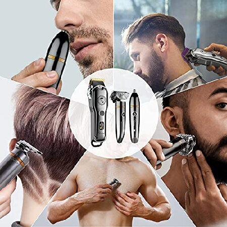 Hatteker Hair Clipper Cordless Hair Trimmer Barber Clipper T-Blade Trimmer Beard Trimmer Nose Trimmer Hair Cutting Grooming Kit Professional IPX7 Wate｜rest｜03