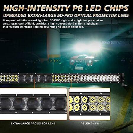 Auxbeam 52 Inch led Light bar 320W LED Driving Work Light Slim Dual Row Spot Flood Combo Off Road Lights 5D PRO Lens Driving Lamp with Wiring Harnessの画像