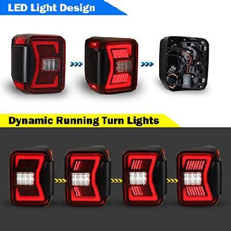Tail Lights Assembly Fit for 2019 2020 2021 2022 Jeep Gladiator JT,WOLFSTORM LED Tail Lights Replacement for 19-22 Jeep Gladiator Pickup,1 Pair(Red Leの画像
