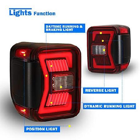 Tail Lights Assembly Fit for 2019 2020 2021 2022 Jeep Gladiator JT,WOLFSTORM LED Tail Lights Replacement for 19-22 Jeep Gladiator Pickup,1 Pair(Red Leの画像