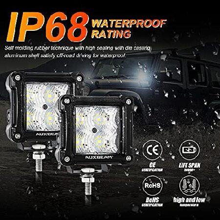 Auxbeam 3 inch LED Pods 40W 4800LM Flood Beam Light Bar Offroad Flood Lights LED Cubes Light Pods Work Light Square Driving Light Bumper Lights for Trの画像