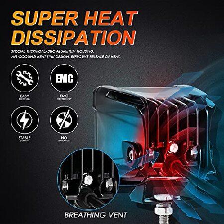 Auxbeam 3 inch LED Pods 40W 4800LM Flood Beam Light Bar Offroad Flood Lights LED Cubes Light Pods Work Light Square Driving Light Bumper Lights for Trの画像