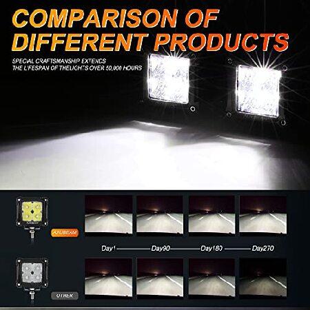 Auxbeam 3 inch LED Pods 40W 4800LM Flood Beam Light Bar Offroad Flood Lights LED Cubes Light Pods Work Light Square Driving Light Bumper Lights for Trの画像