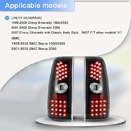 ROXX Tail Light Assembly Compatible with Chevy Silverado 1500/2500/3500, 1999-2002 GMC Sierra 1500/2500/3500, w/ Brake Turn Signal Lamp, Position andの画像