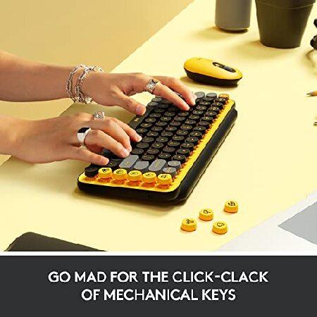 Logitech POP Keys Mechanical Wireless Keyboard with Customizable Emoji Keys, Durable Compact Design, Bluetooth or USB Connectivity, Multi-Device, OS C｜rest｜04