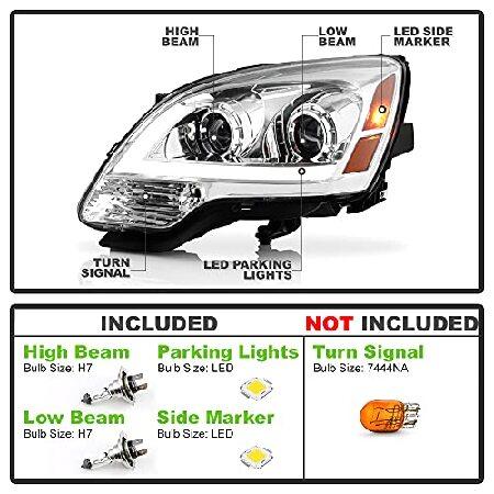 ACANII - For [Halogen Model] 2007-2012 GMC Acadia Chrome LED Tube Projector Headlights Headlamps Pair Set Left+Rightの画像