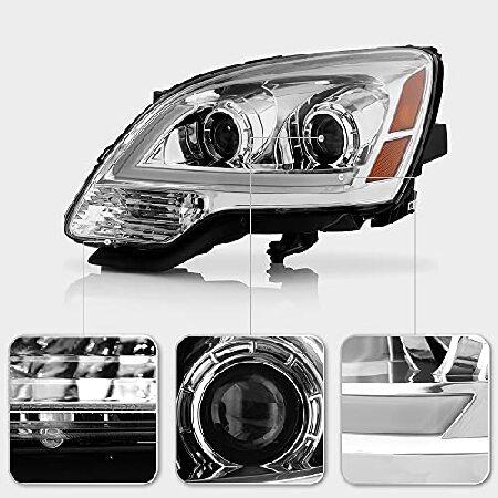 ACANII - For [Halogen Model] 2007-2012 GMC Acadia Chrome LED Tube Projector Headlights Headlamps Pair Set Left+Rightの画像