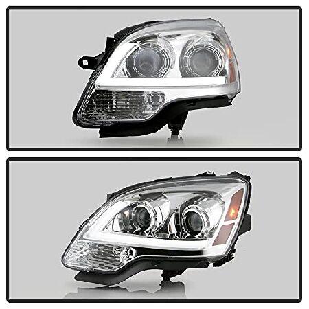 ACANII - For [Halogen Model] 2007-2012 GMC Acadia Chrome LED Tube Projector Headlights Headlamps Pair Set Left+Rightの画像