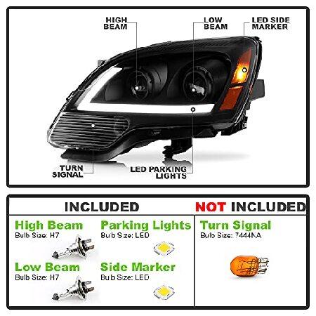 ACANII - For [Halogen Model] 2007-2012 GMC Acadia Black LED Tube Projector Headlights Headlamps Pair Set Left+Rightの画像